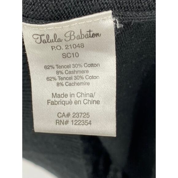 TALULA BABATON Women's Black Solid Knit With Cashmere Short Sleeve Top SZ S - Picture 9 of 11